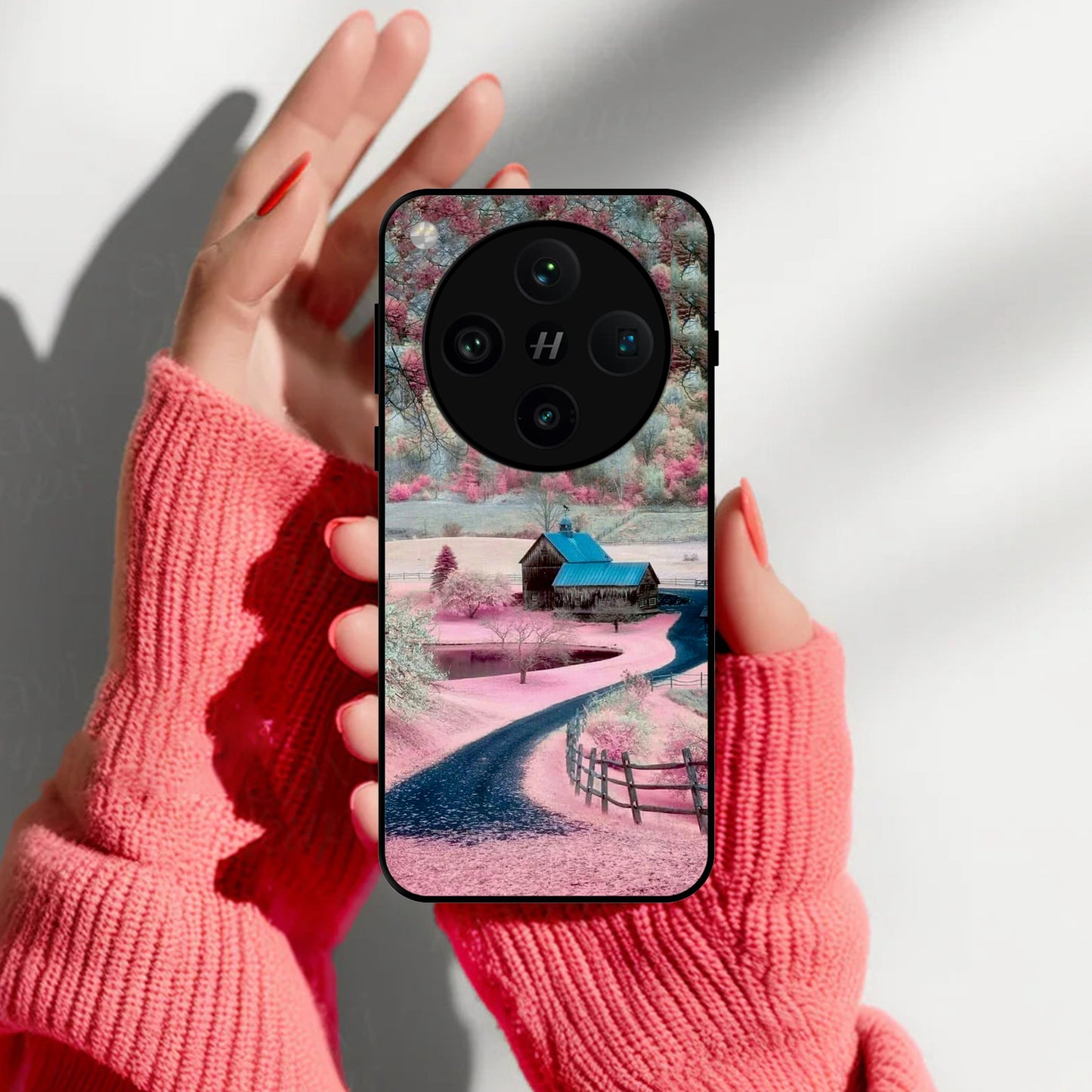 Village Scenery Glossy Metal Case Cover For Oppo