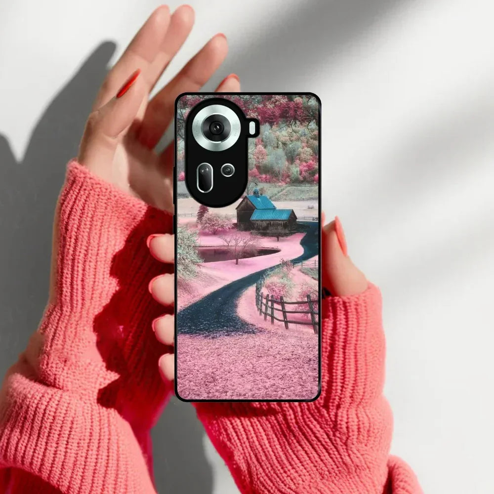 Village Scenery Glossy Metal Case Cover For Oppo - ShopOnCliQ