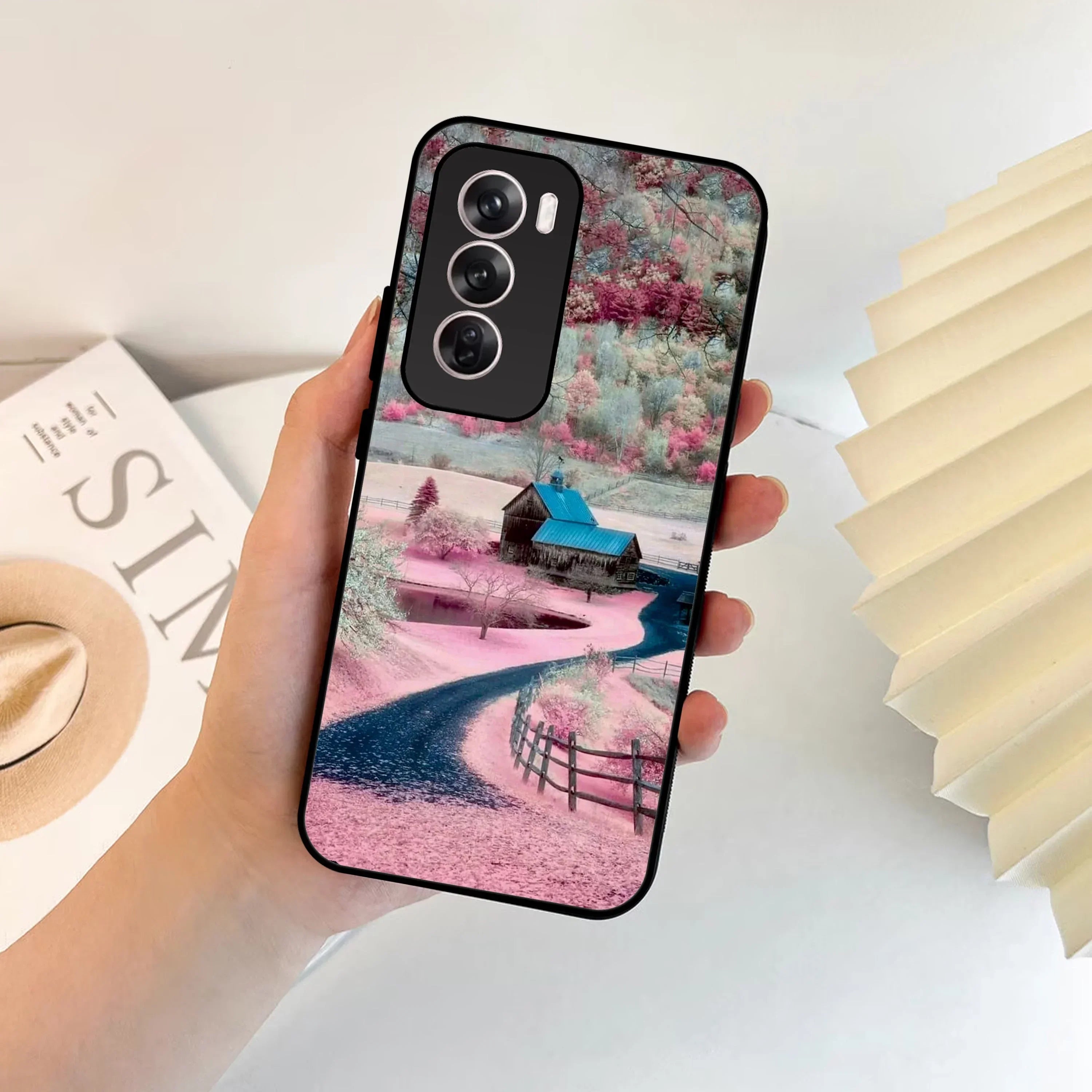 Village Scenery Glossy Metal Case Cover For Oppo - ShopOnCliQ