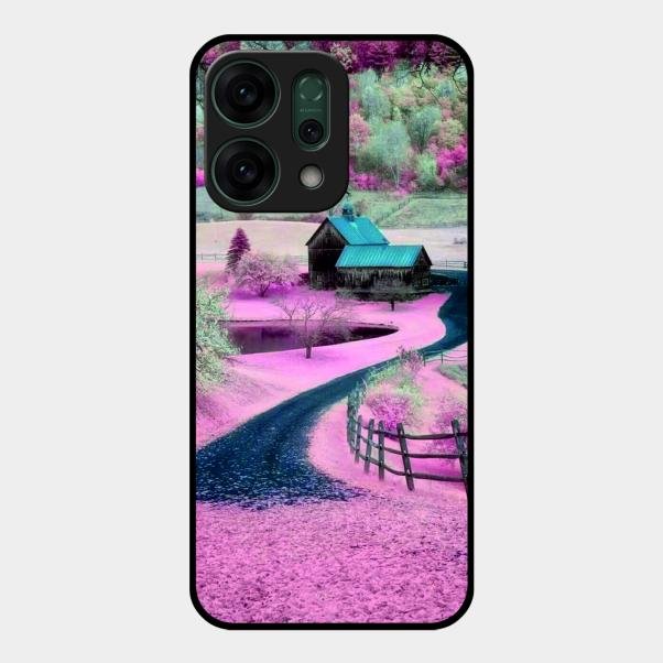 Village Scenery Glossy Metal Case Cover For Oppo Reno 14 5G