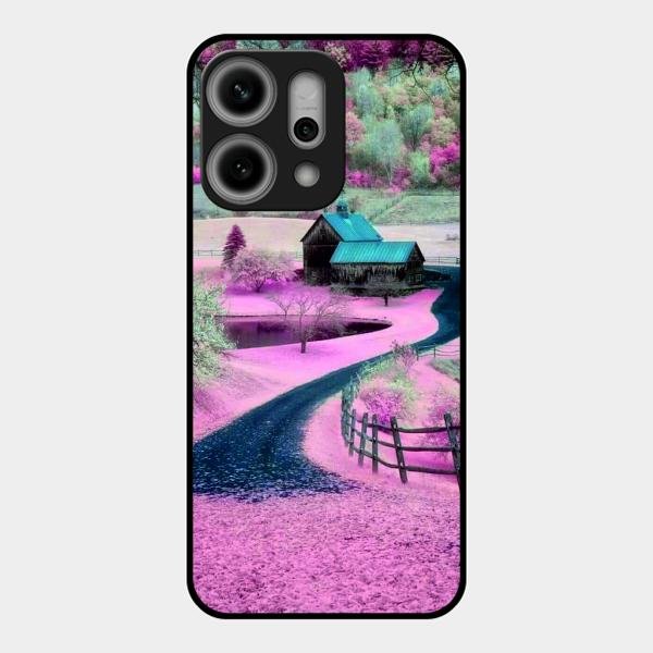 Village Scenery Glossy Metal Case Cover For Oppo Reno 14 Pro 5G