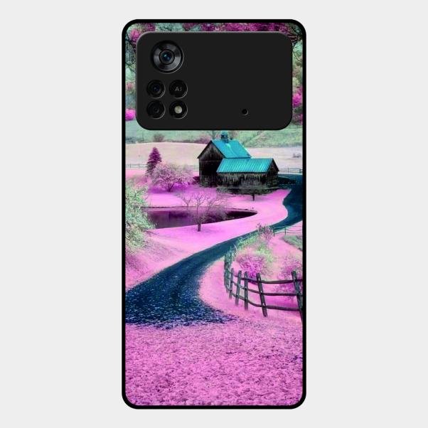 Village Scenery Glossy Metal Case Cover For Poco X4 Pro 5G