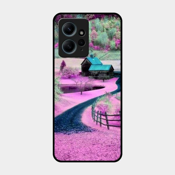 Village Scenery Glossy Metal Case Cover For Redmi Note 12 4G