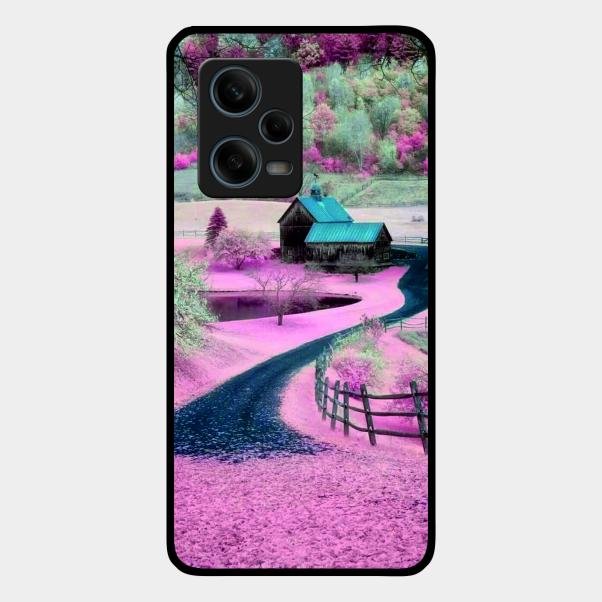 Village Scenery Glossy Metal Case Cover For Redmi Note 12 Pro Plus 5G