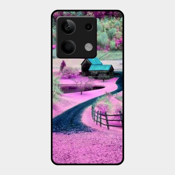 Village Scenery Glossy Metal Case Cover For Redmi Note 13 5G