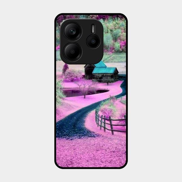 Village Scenery Glossy Metal Case Cover For Redmi Note 14 5G