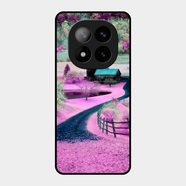 Village Scenery Glossy Metal Case Cover For Redmi Note 14 Pro Plus 5G