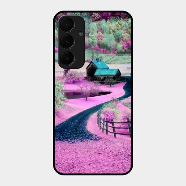 Village Scenery Glossy Metal Case Cover For Samsung Galaxy A35 5G