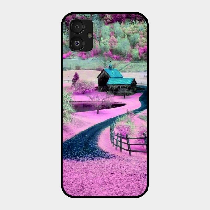 Village Scenery Glossy Metal Case Cover For Samsung Galaxy F14 5G