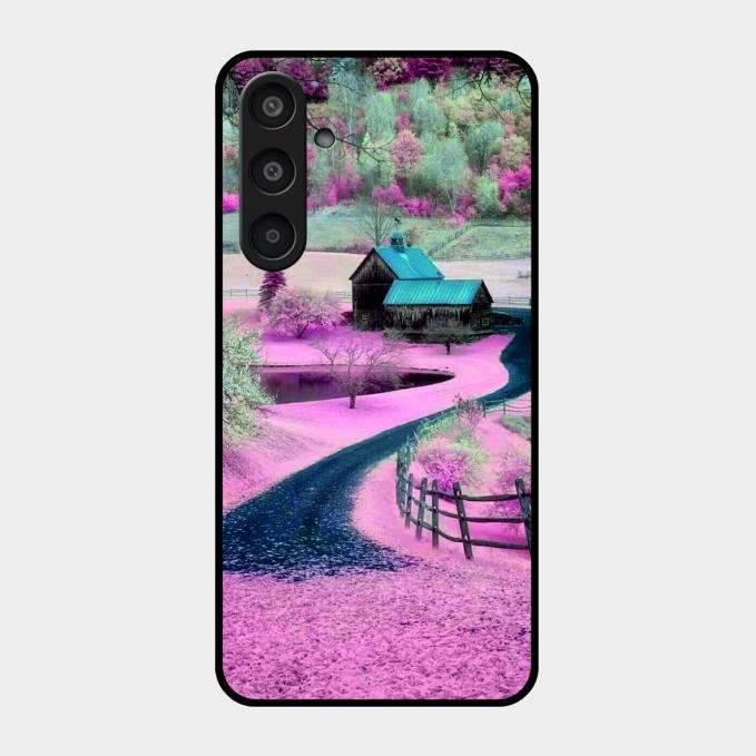 Village Scenery Glossy Metal Case Cover For Samsung Galaxy M35 5G