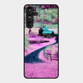 Village Scenery Glossy Metal Case Cover For Samsung Galaxy M55 5G