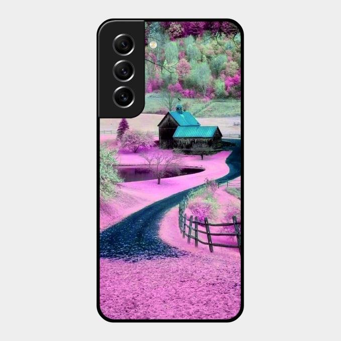 Village Scenery Glossy Metal Case Cover For Samsung Galaxy S21 Fe 5G