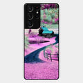 Village Scenery Glossy Metal Case Cover For Samsung Galaxy S21 Ultra
