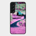 Village Scenery Glossy Metal Case Cover For Samsung Galaxy S22 5G