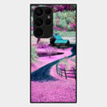 Village Scenery Glossy Metal Case Cover For Samsung Galaxy S22 Ultra 5G