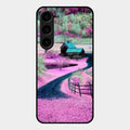 Village Scenery Glossy Metal Case Cover For Samsung Galaxy S23 5G