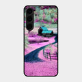 Village Scenery Glossy Metal Case Cover For Samsung Galaxy S24 Plus 5G