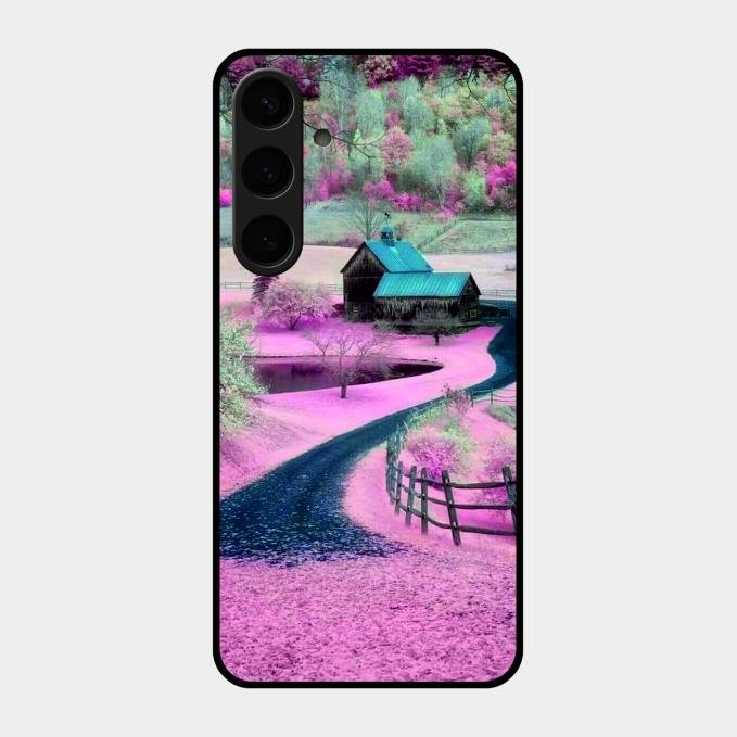 Village Scenery Glossy Metal Case Cover For Samsung Galaxy S24 Plus 5G