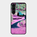 Village Scenery Glossy Metal Case Cover For Samsung Galaxy S25 Plus 5G