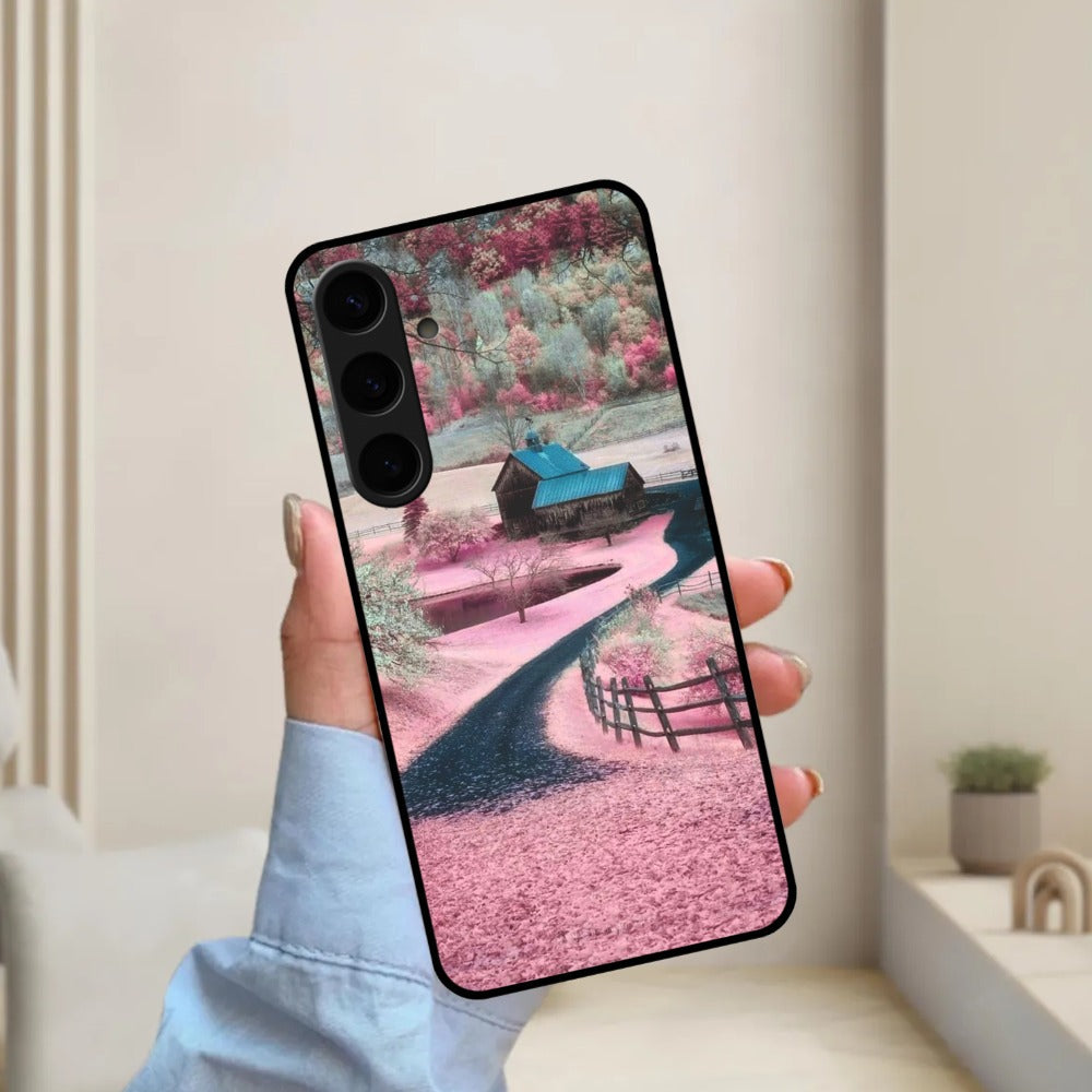 Village Scenery Glossy Metal Case Cover For Samsung