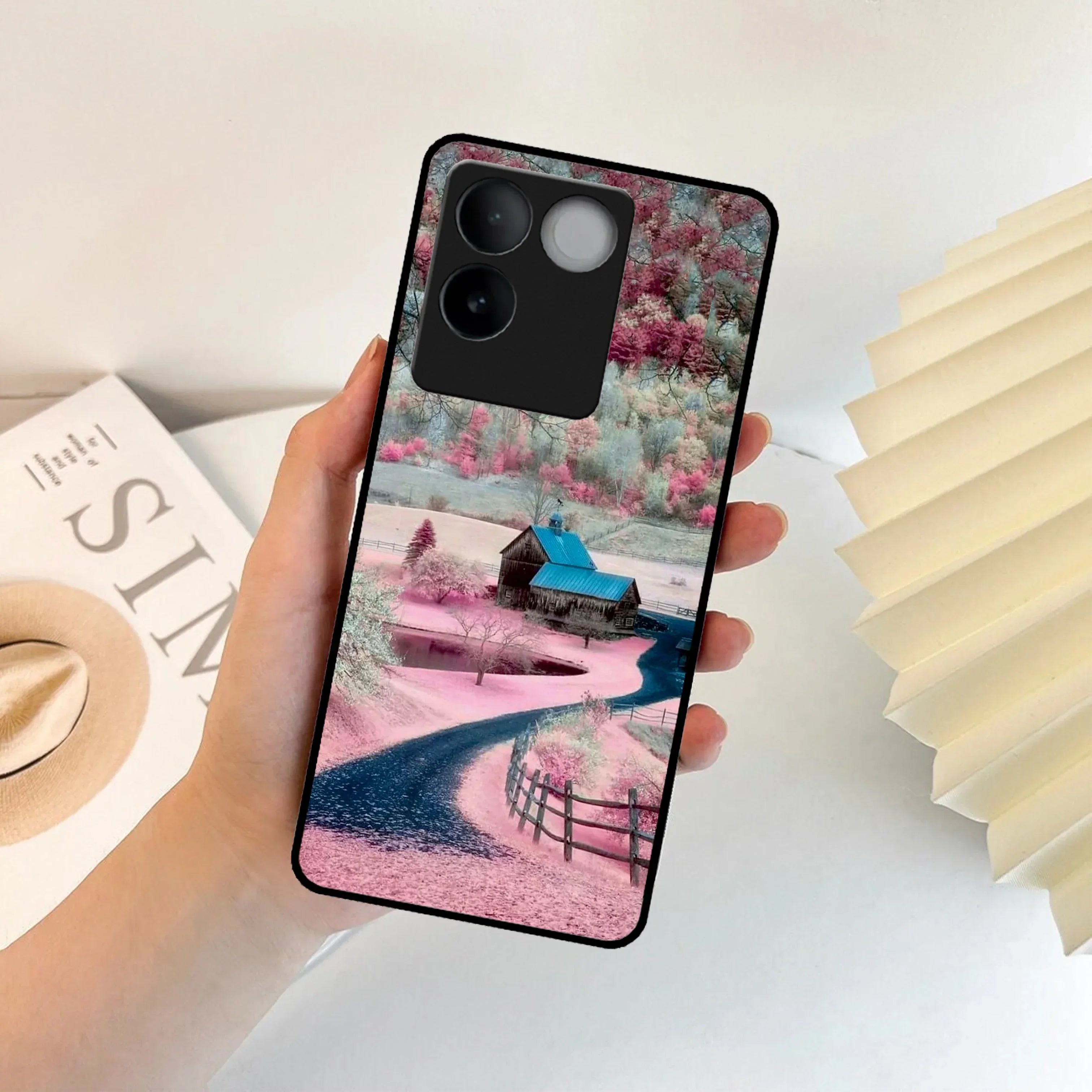 Village Scenery Glossy Metal Case Cover For Vivo - ShopOnCliQ