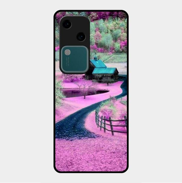 Village Scenery Glossy Metal Case Cover For Vivo V30 5G