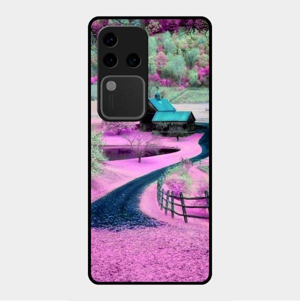Village Scenery Glossy Metal Case Cover For Vivo V30 Pro 5G