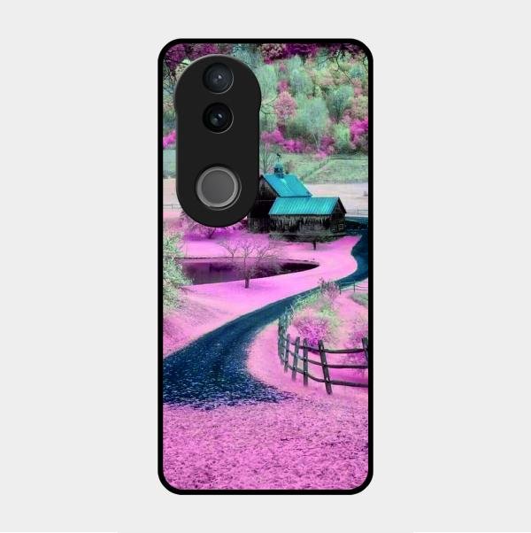 Village Scenery Glossy Metal Case Cover For Vivo V50 5G