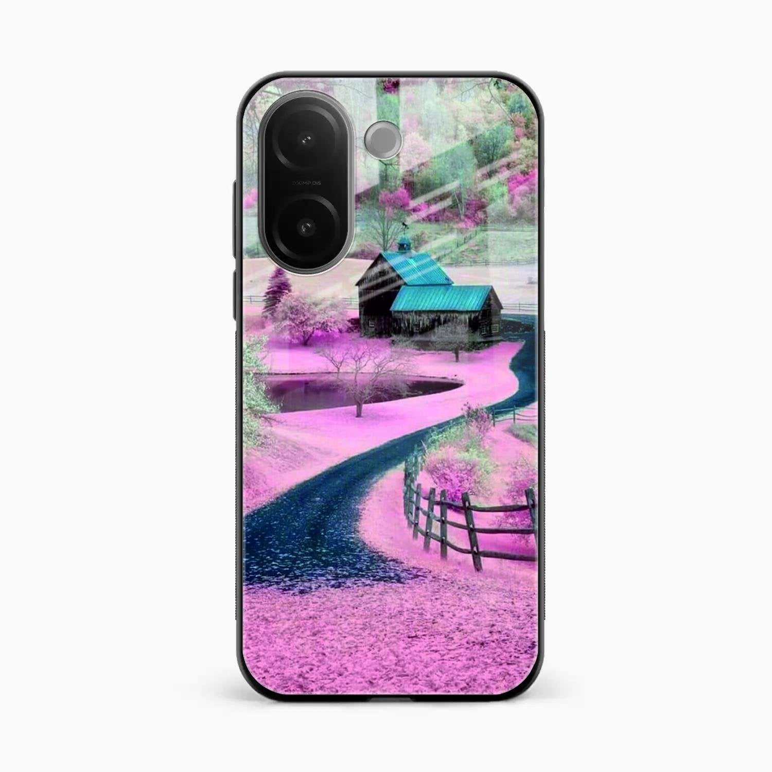 Village Scenery Glossy Metal Case Cover For Vivo V60e 5G