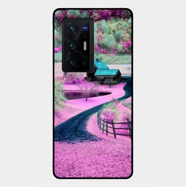 Village Scenery Glossy Metal Case Cover For Vivo X70 Pro Plus 5G