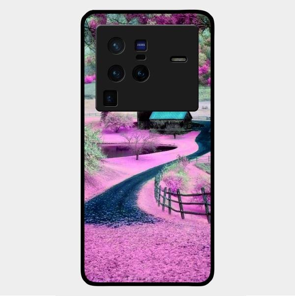 Village Scenery Glossy Metal Case Cover For Vivo X80 Pro 5G