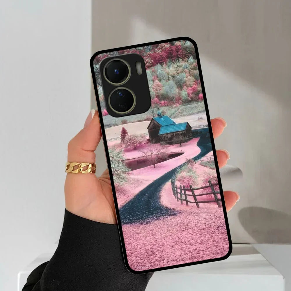 Village Scenery Glossy Metal Case Cover For Vivo - ShopOnCliQ