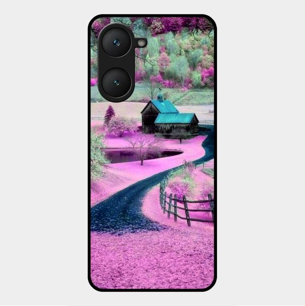 Village Scenery Glossy Metal Case Cover For Vivo Y18