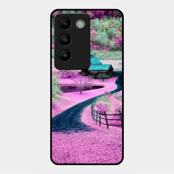 Village Scenery Glossy Metal Case Cover For Vivo Y200E 5G