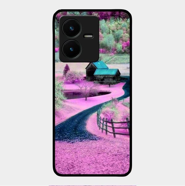 Village Scenery Glossy Metal Case Cover For Vivo Y22