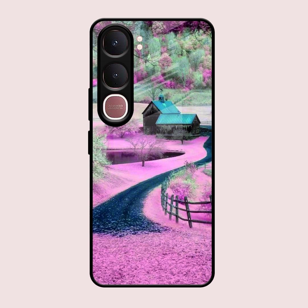Village Scenery Glossy Metal Case Cover For Vivo Y31 5G