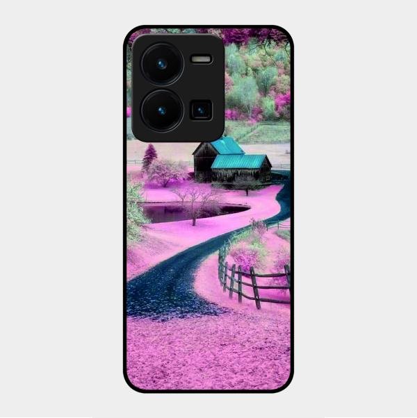 Village Scenery Glossy Metal Case Cover For Vivo Y35