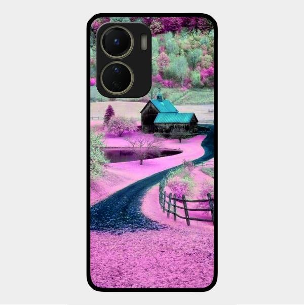 Village Scenery Glossy Metal Case Cover For Vivo Y56 5G
