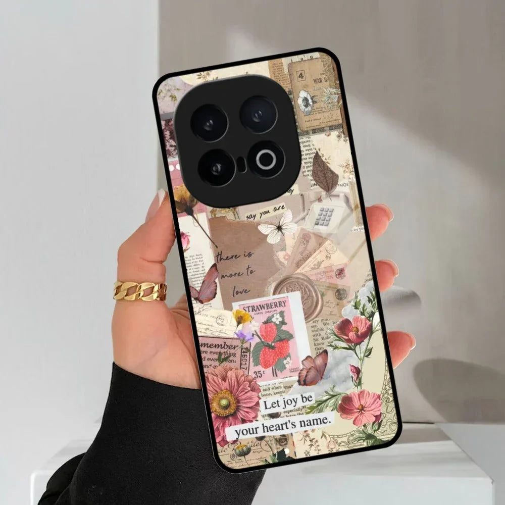 Vintage Vibes Glass Case Cover For iQOO - ShopOnCliQ