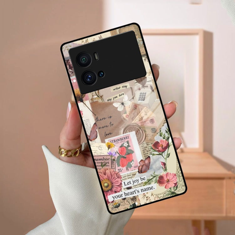 Vintage Vibes Glass Case Cover For iQOO