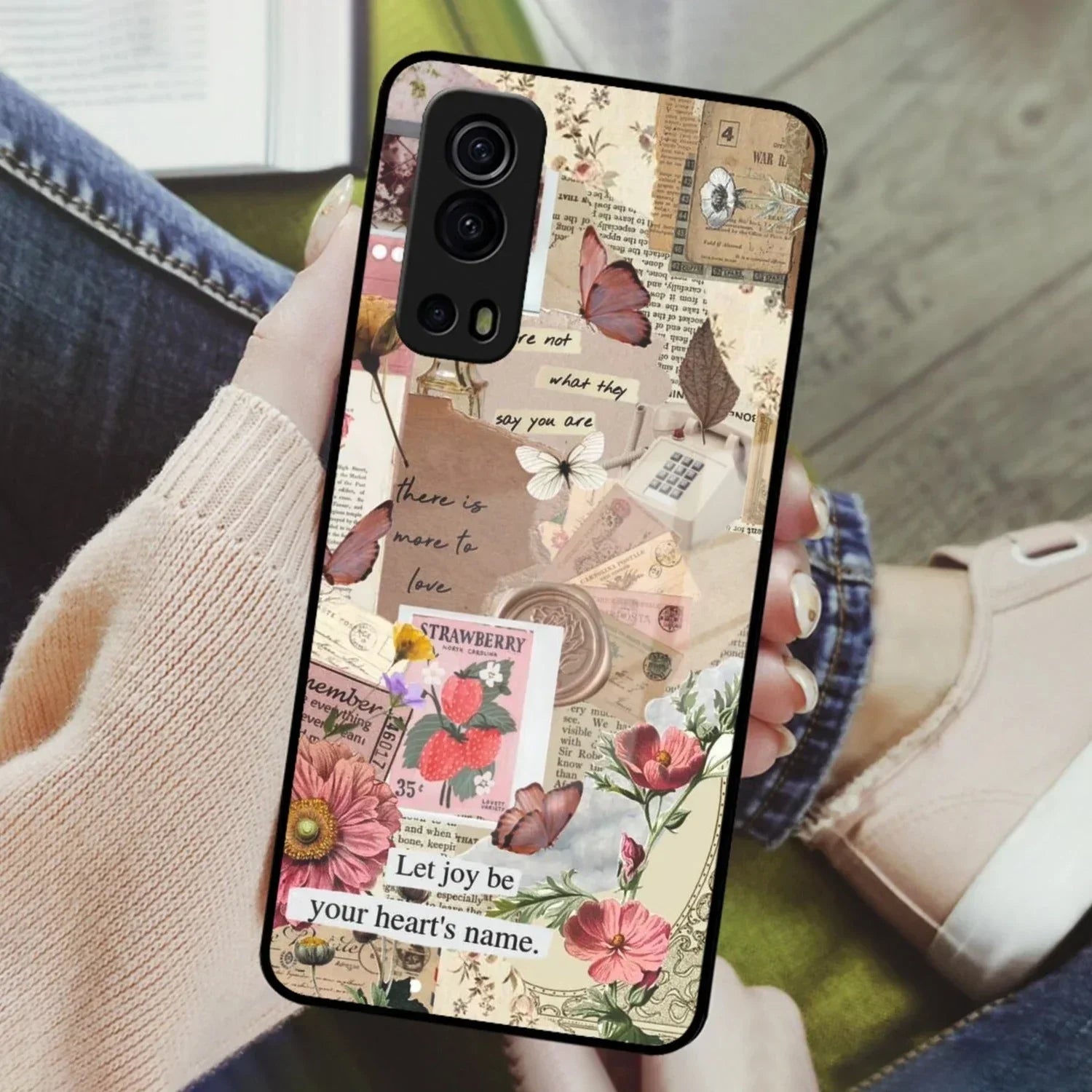 Vintage Vibes Glass Case Cover For iQOO - ShopOnCliQ