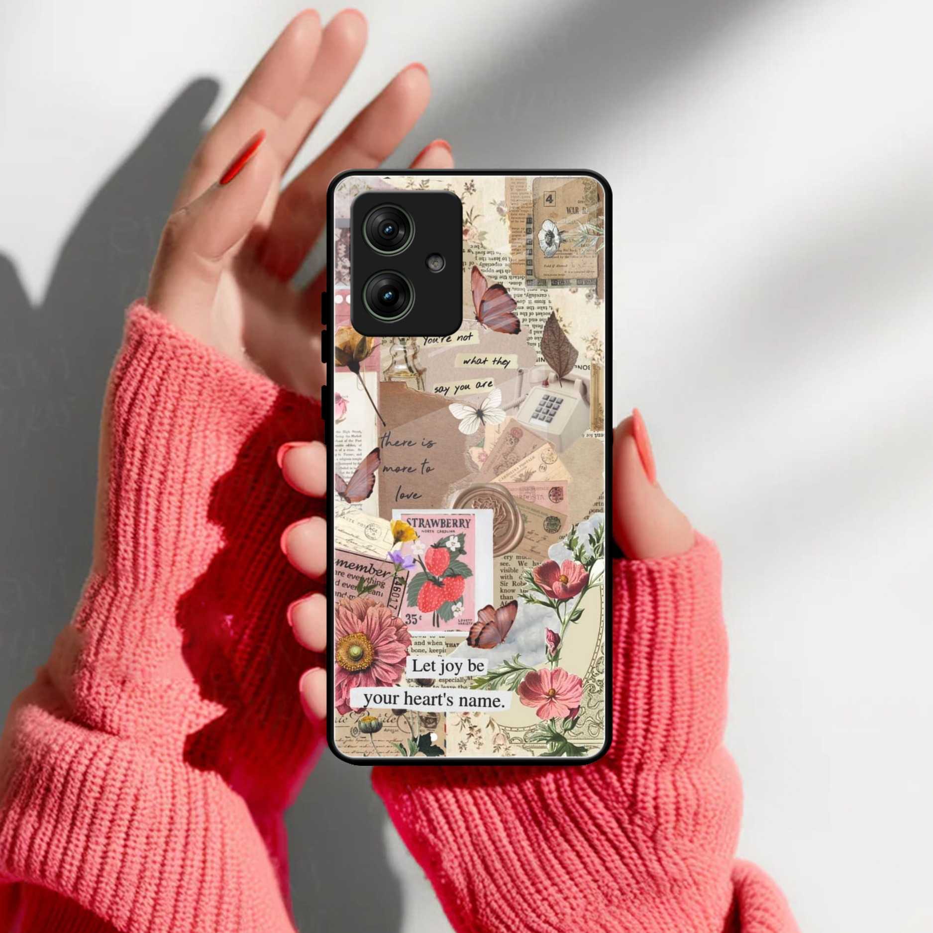 Vintage Vibes Glass Case Cover For Motorola
