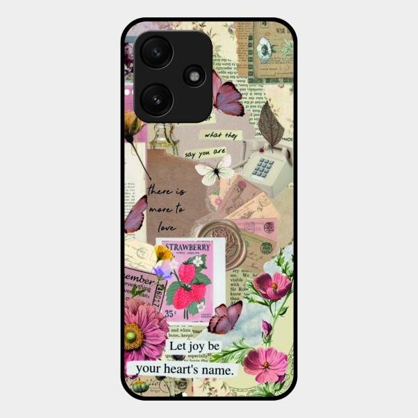 Vintage Vibes Glass Case Cover For Redmi 12 5G
