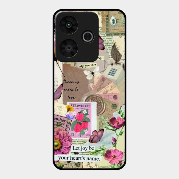 Vintage Vibes Glass Case Cover For Redmi 13 5G