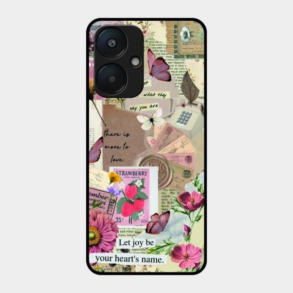 Vintage Vibes Glass Case Cover For Redmi 13C 5G