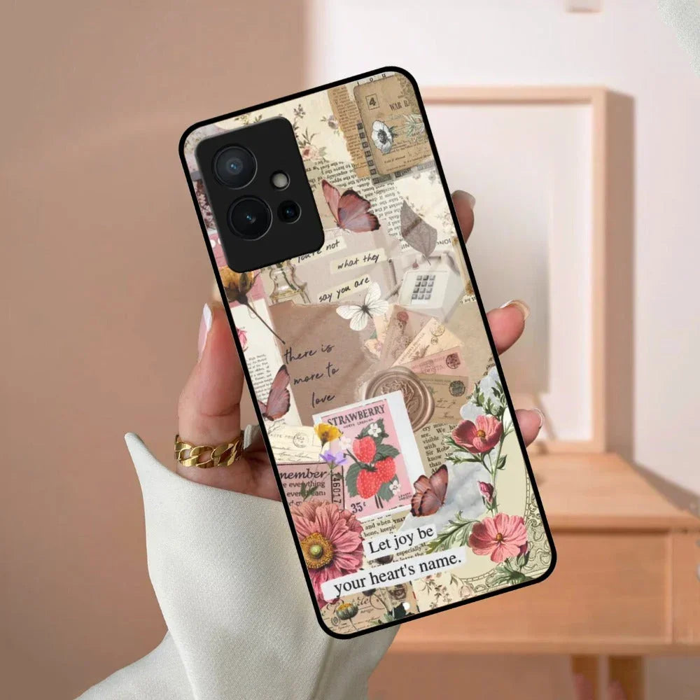 Vintage Vibes Glass Case Cover For Vivo - ShopOnCliQ