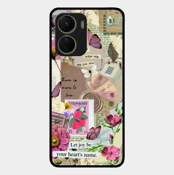 Vintage Vibes Glass Case Cover For Vivo T2X 5G
