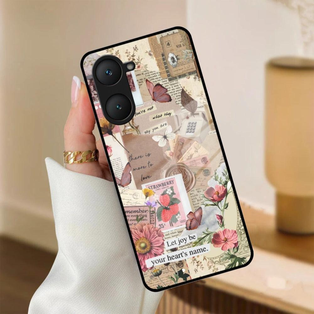 Vintage Vibes Glass Case Cover For Vivo - ShopOnCliQ