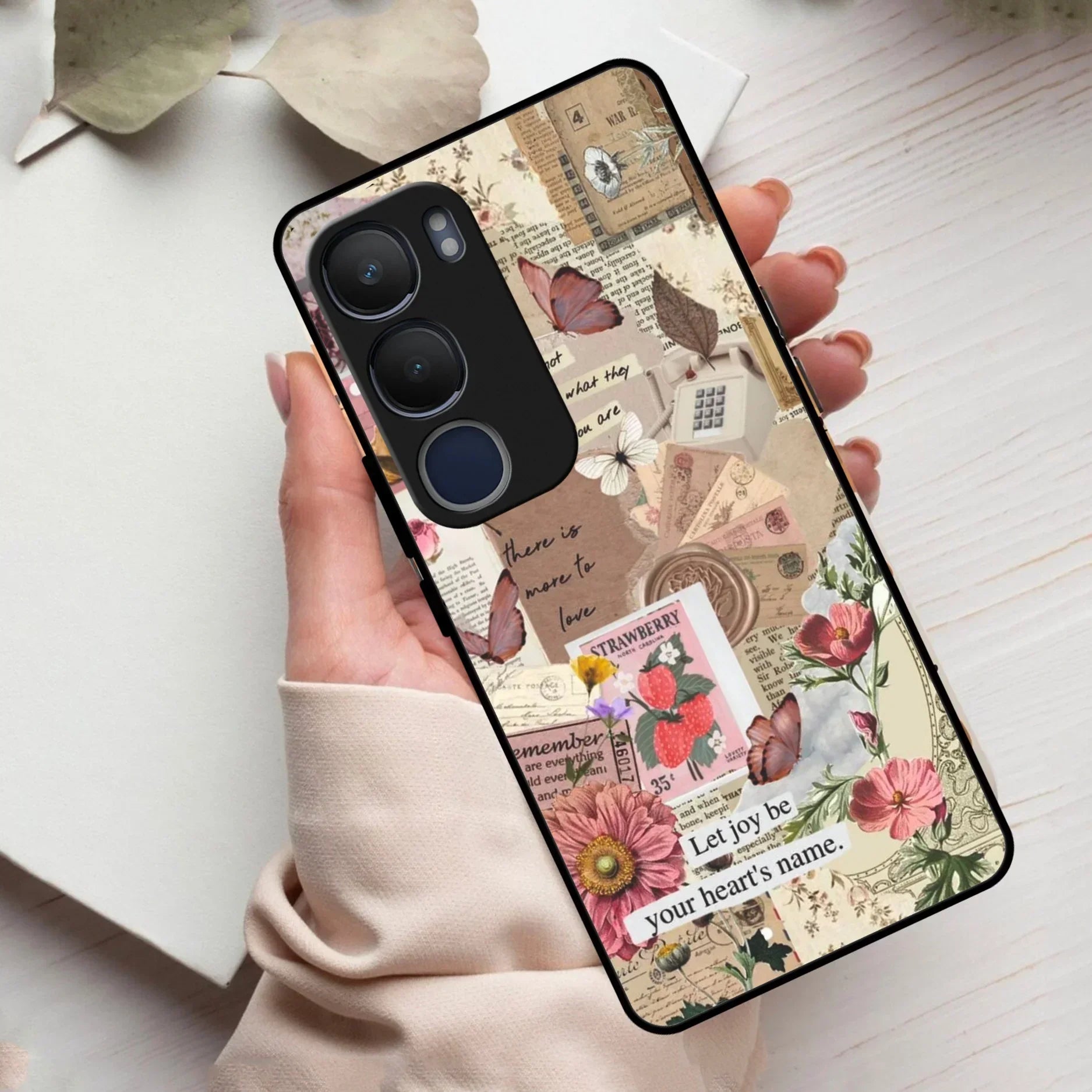 Vintage Vibes Glass Case Cover For Vivo - ShopOnCliQ