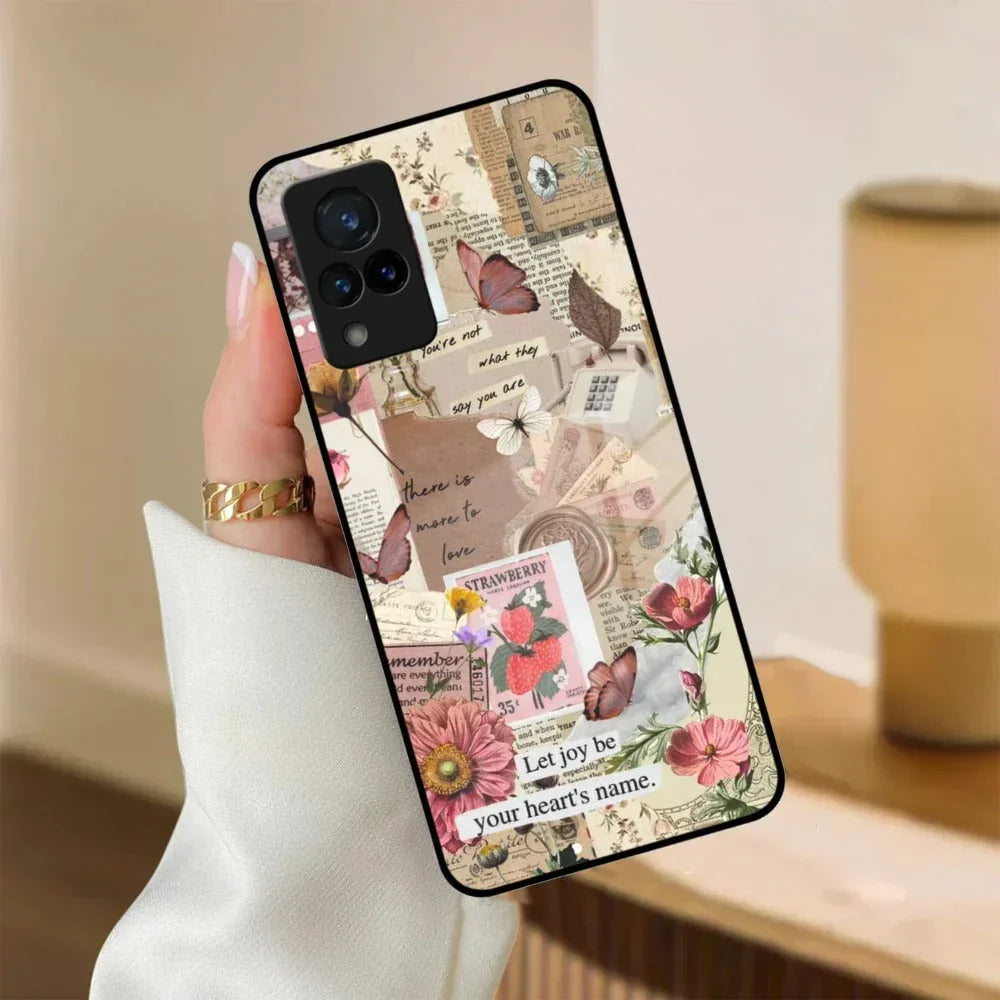 Vintage Vibes Glass Case Cover For Vivo - ShopOnCliQ